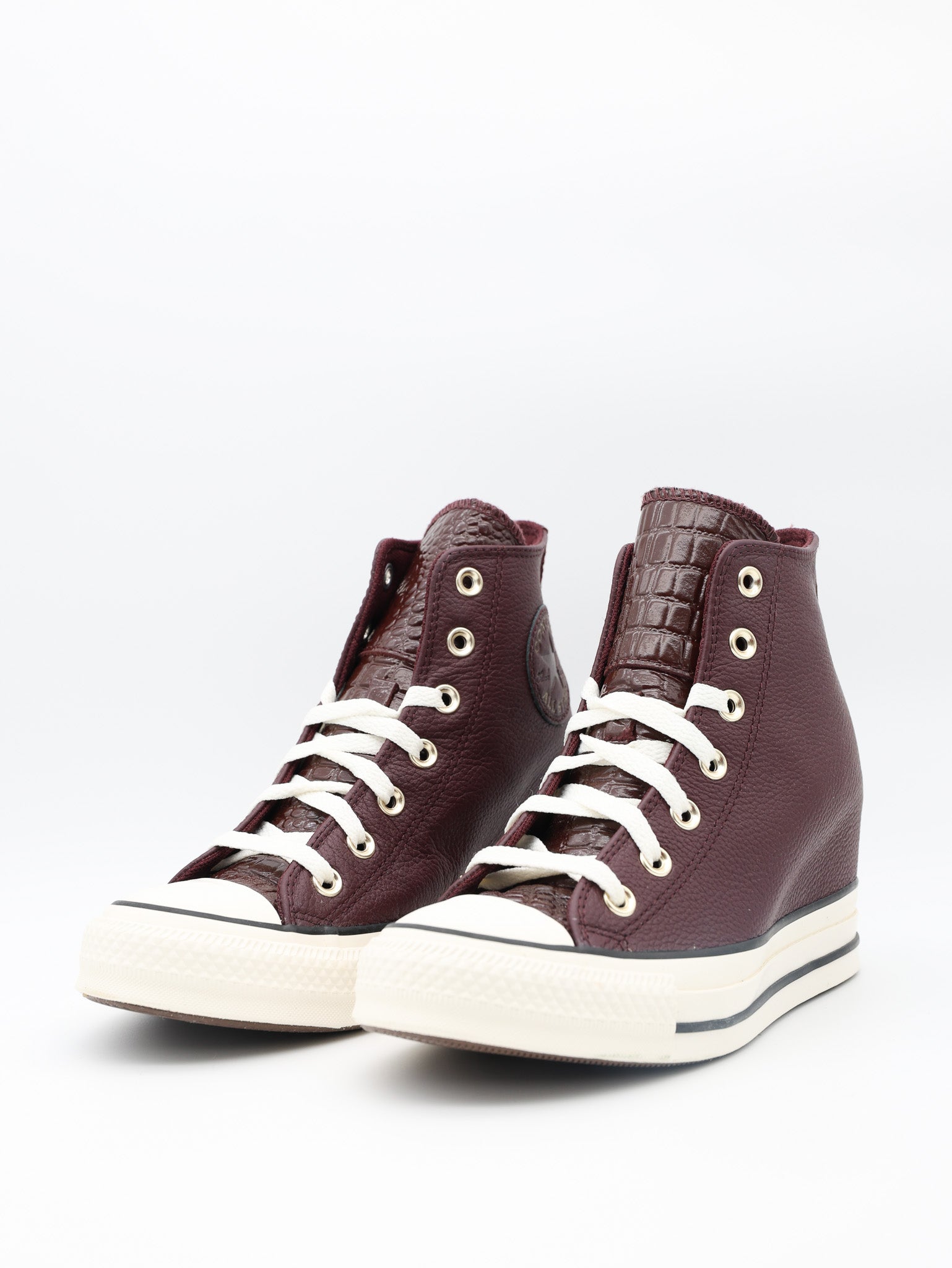 Converse Sneaker Ladies Wedge Hi Croc Leather Bloodstone-Egret